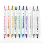 10PCS Dual Tip Metallic Marker Pens Brush & Fine Nibs Paint Markers For DIY Cards Scrapbooking Art Supplies, Back To School