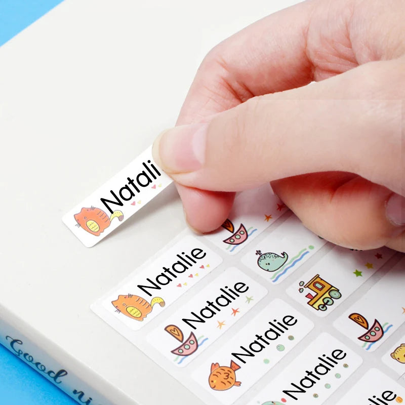 Customized School Name Stickers,Transparent Waterproof Labels for Kids Supplies-Multilingual Design,DIY Crafts Personalization‌