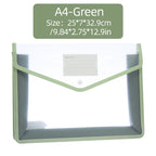 1Pcs Transparent A4 Waterproof File Folder with Press Button Plastic Document Bag for Data Storage Office Supplies