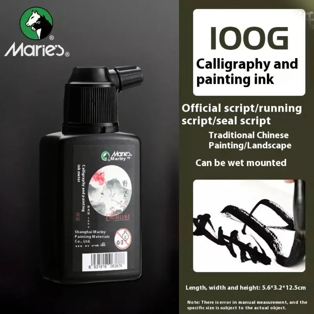 Professional Traditional Black Liquid Ink Chinese Calligraphy Sumi Painting Water-Based Drawing Ink for Writing Art Creation