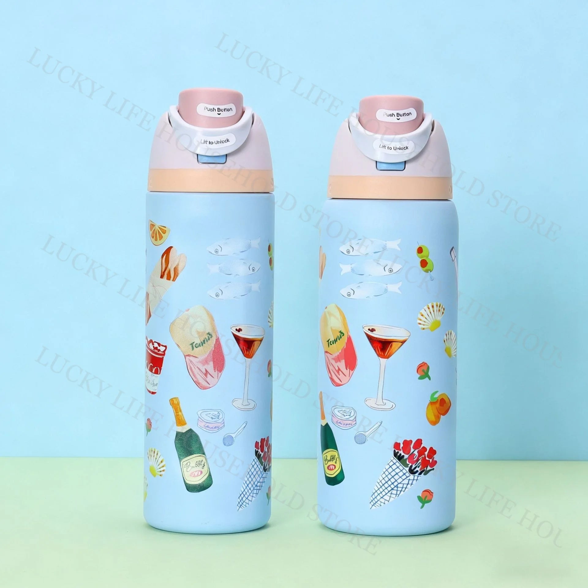 Portable Fruit Car Cup Thermoses Summer Soccer Stainless Steel Insulated Cup 32OZ Large-capacity Football Water Bottles
