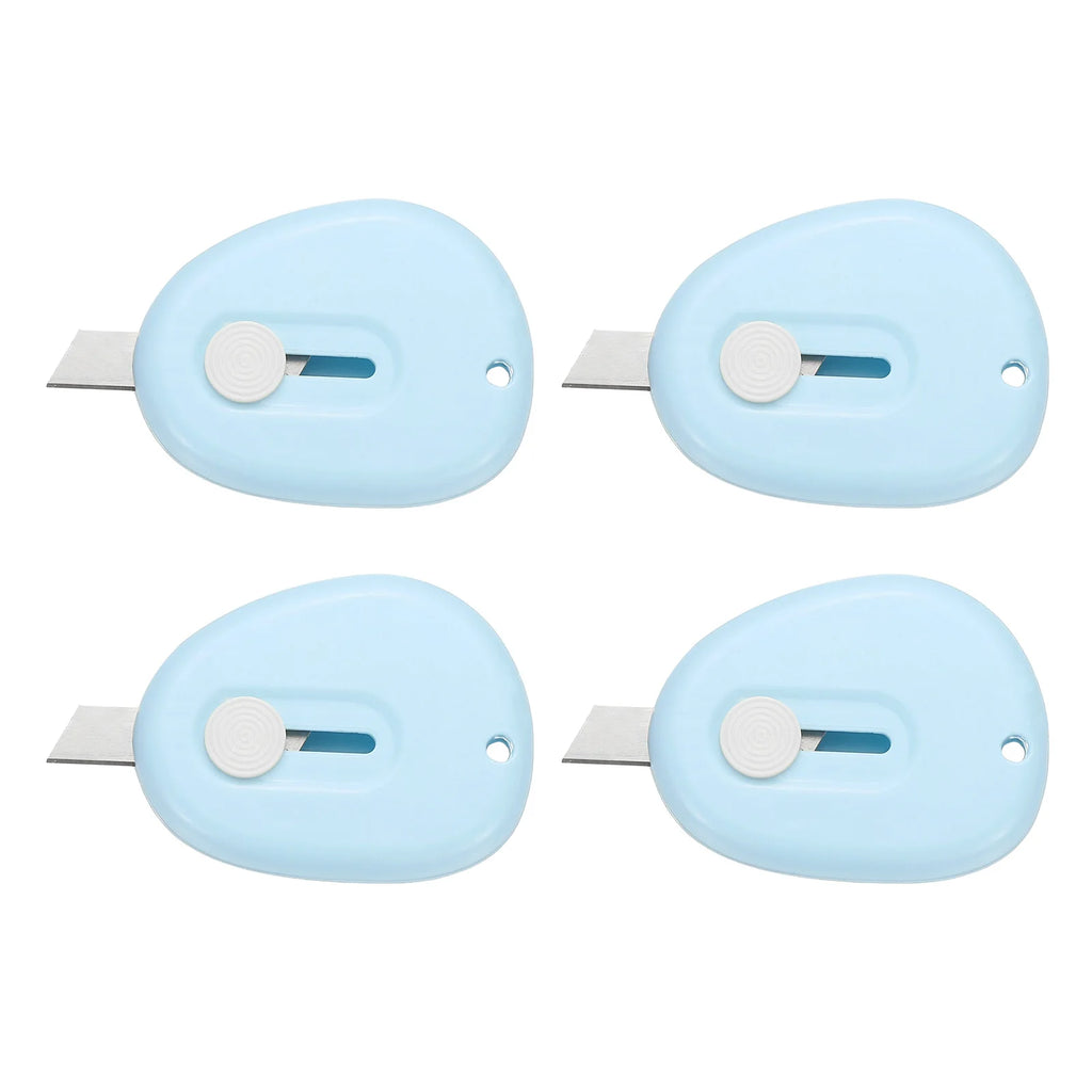 4/8Pcs Mini Box Cutters Retractable Small Utility Knife Portable Cute Letter Envelope Opener with Keychain Hole Office Supplies