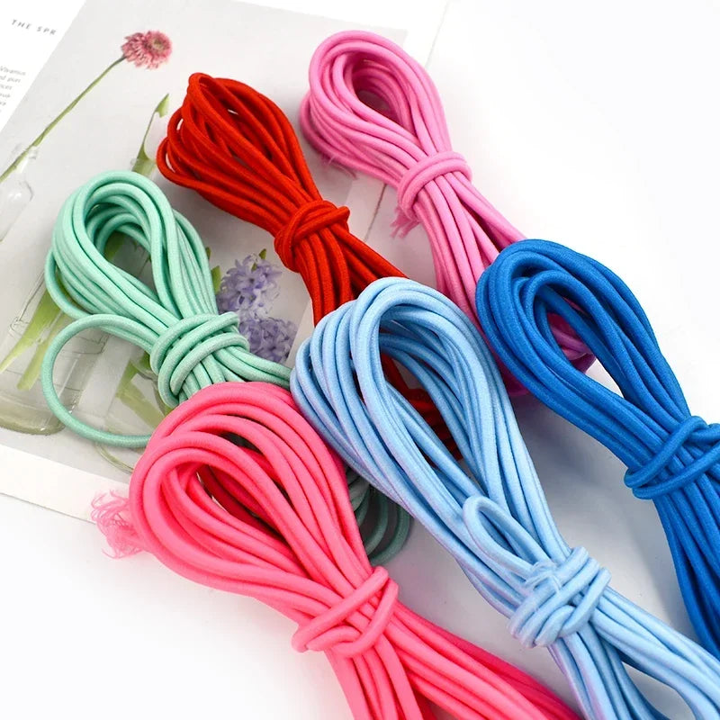 5/10/20/50M 4mm Multicolor Elastic Band Round Hair Bungee Rope Hat Drawstring Rubber Bands Clothes Spring String Cord Sewing Bia