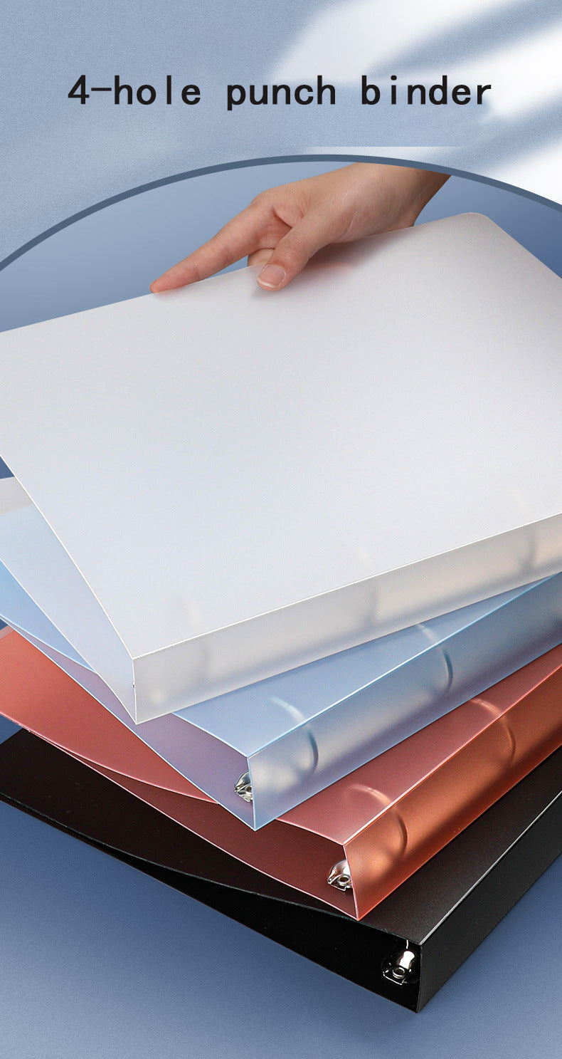 2023 NEW A4 4-hole D-type clip clip Blue PP folder perforated transparent binder folder a4 folder