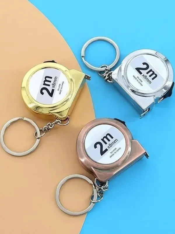 Portable Mini Tape Measure Retractable 2m Mild Steel Keychain Design Small Household Measuring Tool for DIY Crafting and Sewing