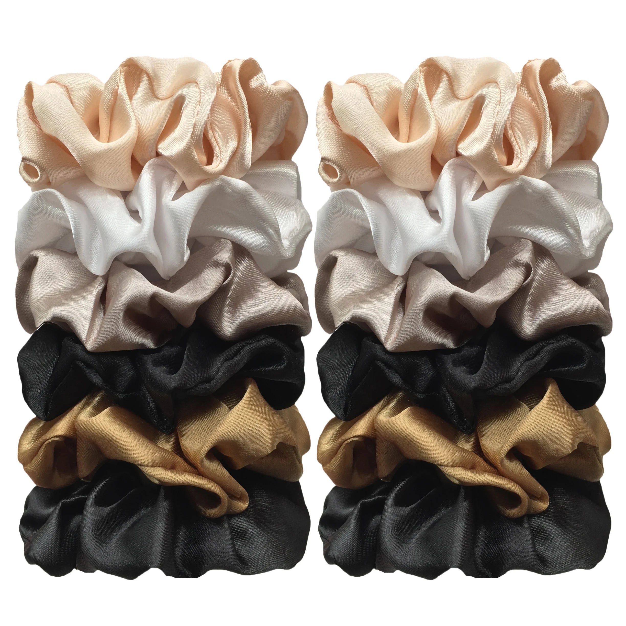 12/8pcs Premium Satin Large Intestine Hair Bands for Women Hundreds of Fabric Rubber Bands Hair Accessories