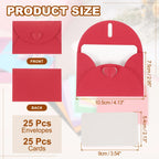 25Sets Mini Envelopes with Heart Clasp 9x5.4cm Blank Note Cards with 10.5x7.5cm Envelopes for Gift Wedding Invitation Graduation
