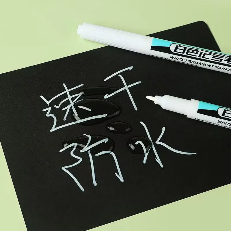 White Marker Pens 0.7/1.0/2.5mm Waterproof Oily Permanent Paint Pen Markers for Wood Rock Plastic Leather Glass Metal Ceramic