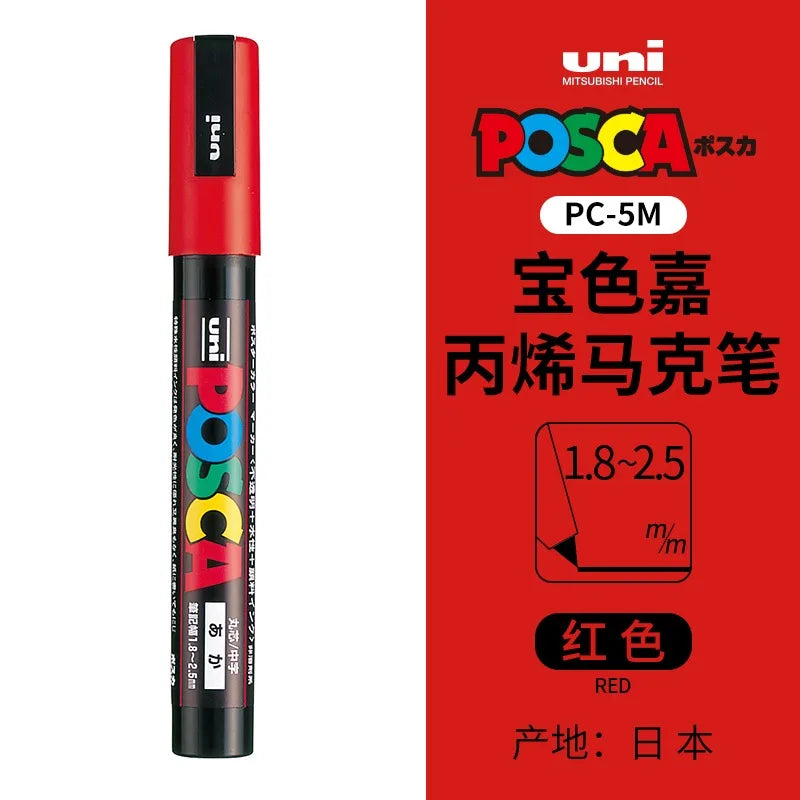 uni POSCA POP Water-Based Marker,Assorted Colors PC-1M/3M/5M 0.7~2.5mm Tips Professional Acrylic Paint Pen for Artists&Designers