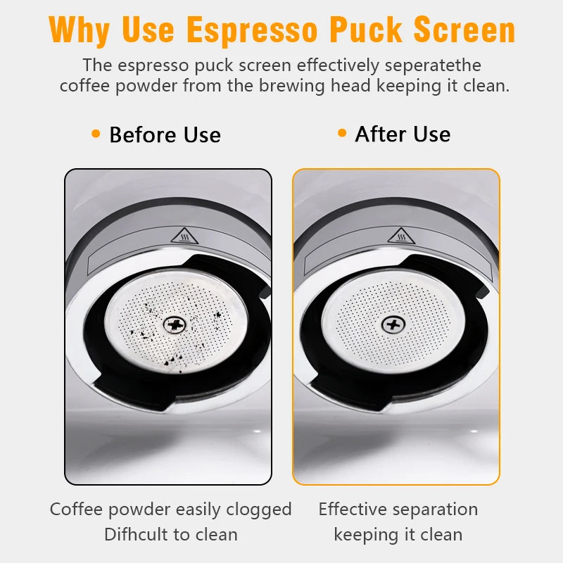 0.2mm Espresso Puck Screen 51/53/58.5mm Stainless Steel Coffee Filter Mesh For Portafilter Espresso Machine Barista Tool
