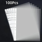 50/100pcs Clear A4 Plastic File Folders - 11-Hole 3-Ring Binder Compatible, Durable PP Document Sleeves for Office, School, Home