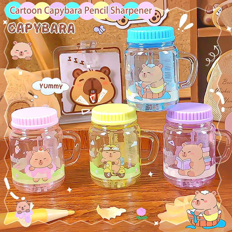 2Pcs Kawaii Portable Capybara Pencil Sharpener Creative Cartoon Pencil Sharpener Office School Supplies Student Stationery Gifts