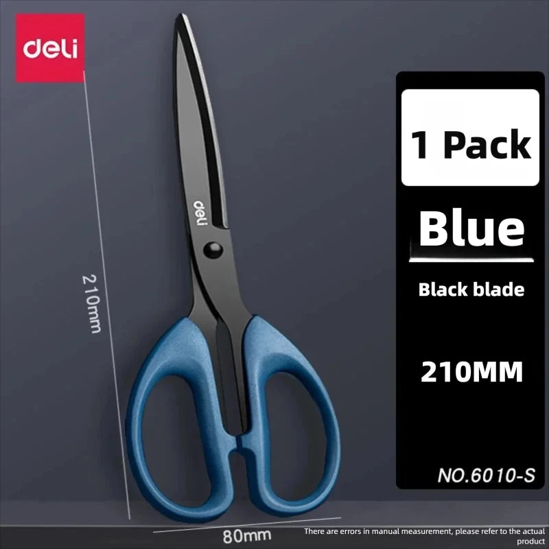 Deli 210/175mm Black Stainless Steel Scissors Business Office Stationery Home Shears Kitchen Knife Cutter Cutting Tool