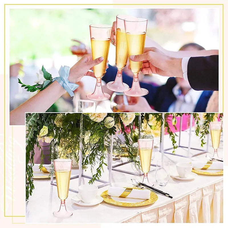 15/25/50pcs 150ml Disposable Champagne Glasses Cocktail Glasses Plastic Tall Glasses Martini Glasses for Weddings Party