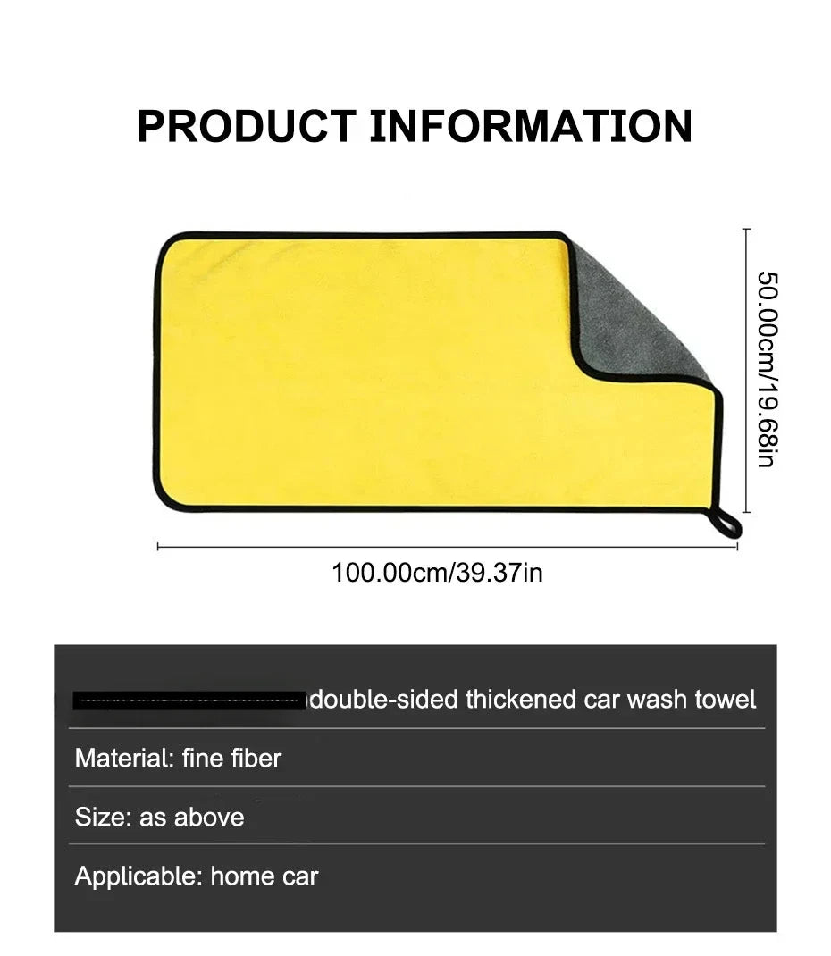 Car Microfiber Cleaning Towels Thicken Double Layer Soft Drying Cloth Towel Car Care Detailing Towel Wash Rags