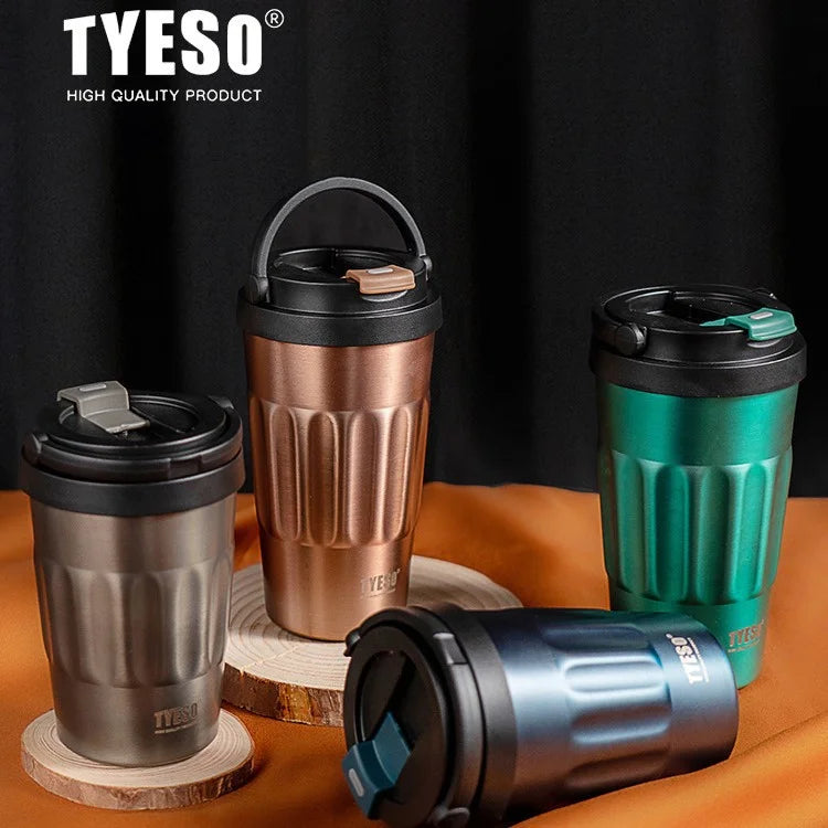 Tyeso 400ML/500ml Vintage Vacuum Flasks Insulated Coffee Mug 304 Stainless Steel Portable Travel Cup Handheld Thermos Hot Cold