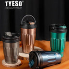 Tyeso 400ML/500ml Vintage Vacuum Flasks Insulated Coffee Mug 304 Stainless Steel Portable Travel Cup Handheld Thermos Hot Cold