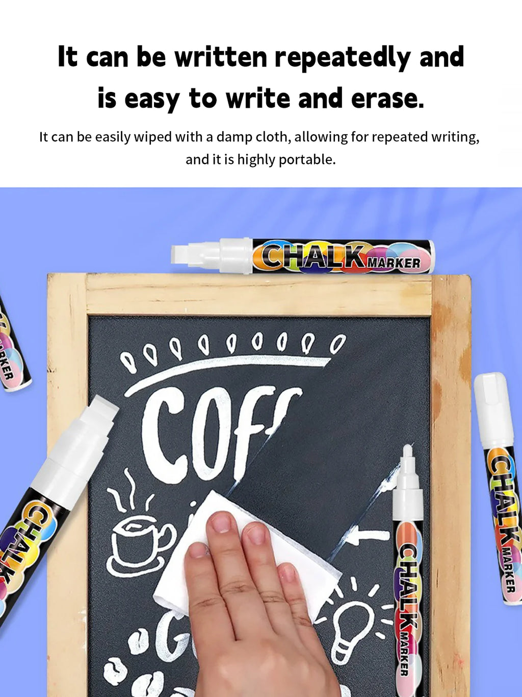 1/3 Pcs White Liquid Chalk Painting, Marking Erasable Dust-free Water-soluble Marking Pen School Classroom Office Supplies