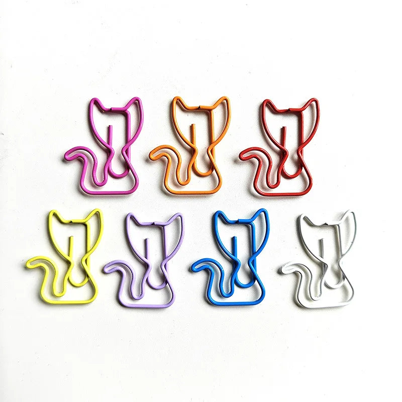 21pcs/set Cat Shape Metal Paper Clips Animal Paper Clip Bookmark Binding Note Decor Stationery School Binder Clip Office