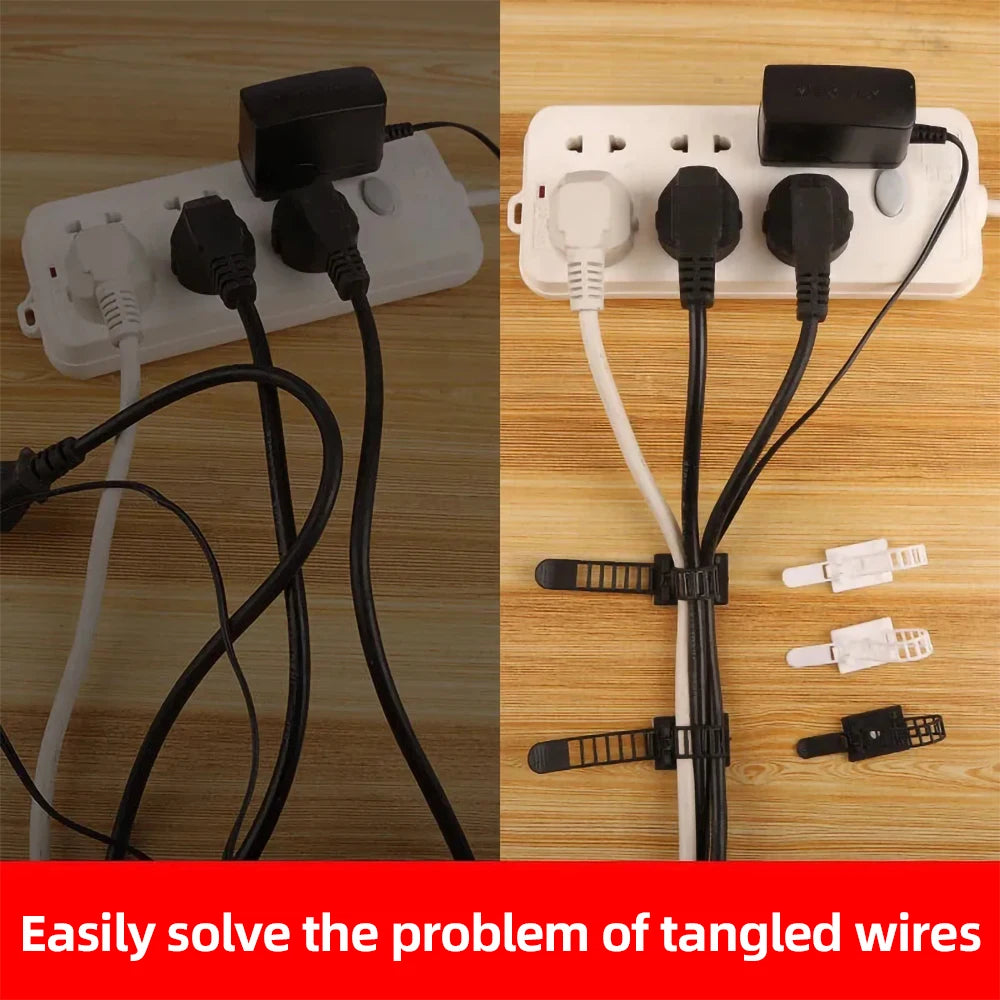 10/20/30PCS Cable Tie Wire Management Clips Cable Organizer for Desk Wall Adjustable Cable Holder Power Cord Car Organizer Clamp