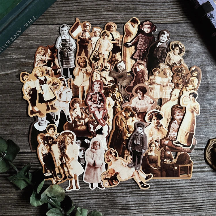 37Pcs Vintage Europen American Photo Craft Paper Dolls Junk Journal Ephemera DIY Cardstock Scrapbooking Material Thick Card