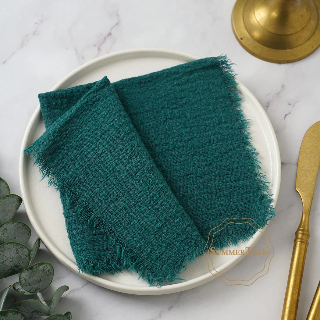10pcs 32x32cm Cotton Gauze Napkins Retro Burr Design Napkin for Vintage Wedding Receptions Banquets Christmas Table Decoration