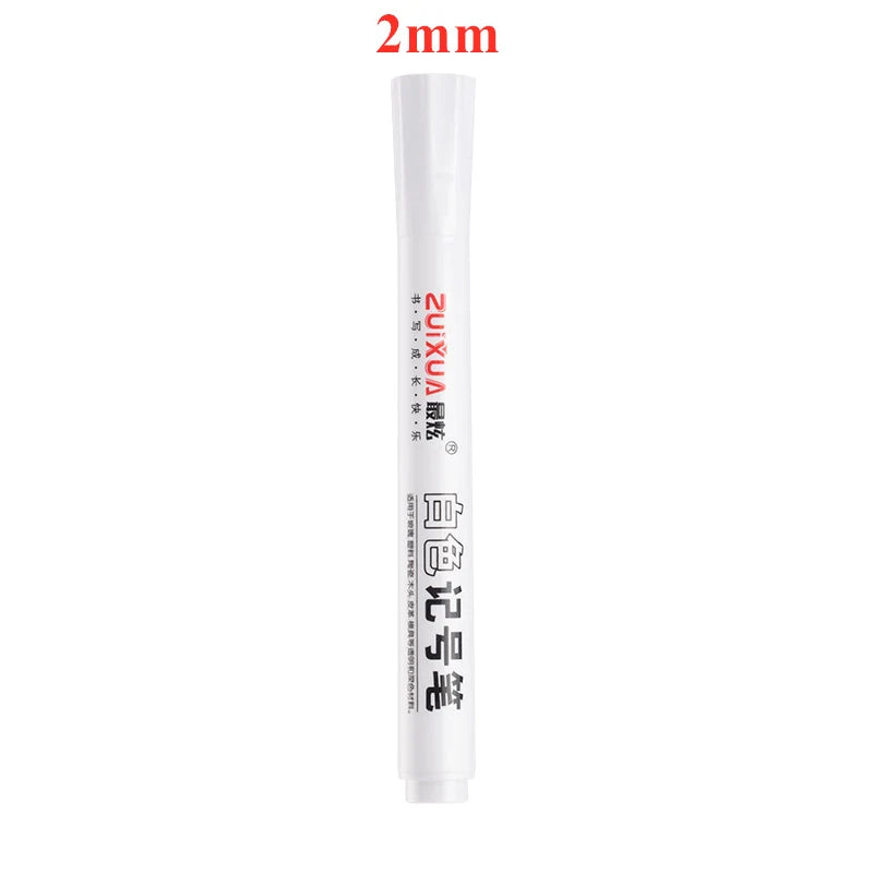 1/3/5 Pcs White Marker Pens 1.0mm 2.0mm Fast Drying Permanent Oily Waterproof Paint Tire Markers Graffiti Pens