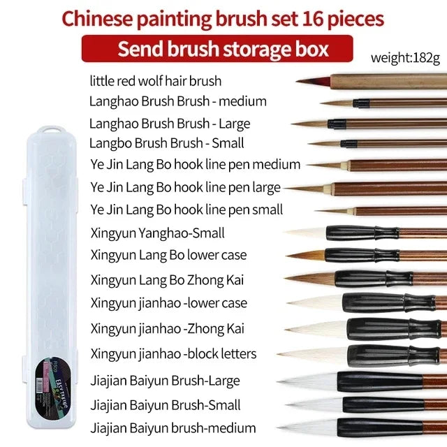 6/9/ 12/ 16 Chinese Painting Brush Beginner Calligraphy Drawing Bamboo Pen Curtain Felt Rice Paper Set Landscape Drawing Writing