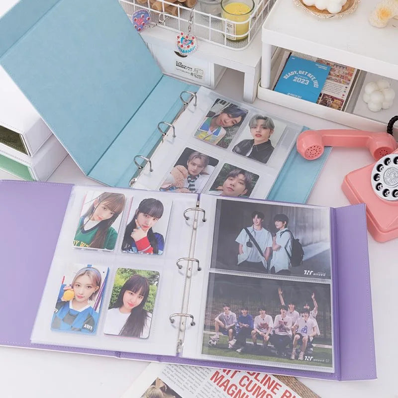 A5 Binder Photocards Magnetic D 3/7 Ring Kpop Photo Album Photocard Holder Collection Book Macaron Binder 1 2 4 Pocket Sleeves