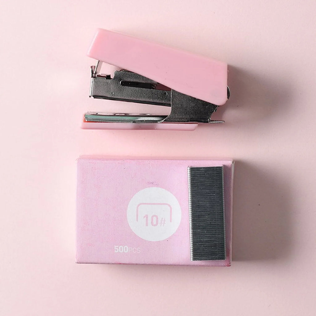 Mini Desktop Stapler Set with 400 Staples Portable Office Stationery Kit Home School Supplies Compact Paper Fastener Tool