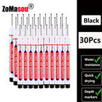 1-90Pcs Waterproof White Long Head Markers Pen 2cm Woodworking Deep Hole Marker Pens Metal Carpenter Black/Red/Blue/Green Ink