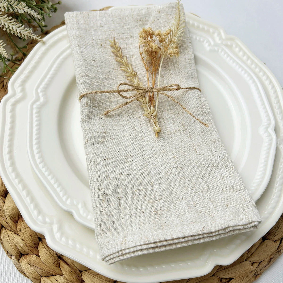 Set Of 6/10/12 30x30cm Linen Napkins, Durable Polyester Thickened  Reusable Wedding Chrismas Dining Table Decorations
