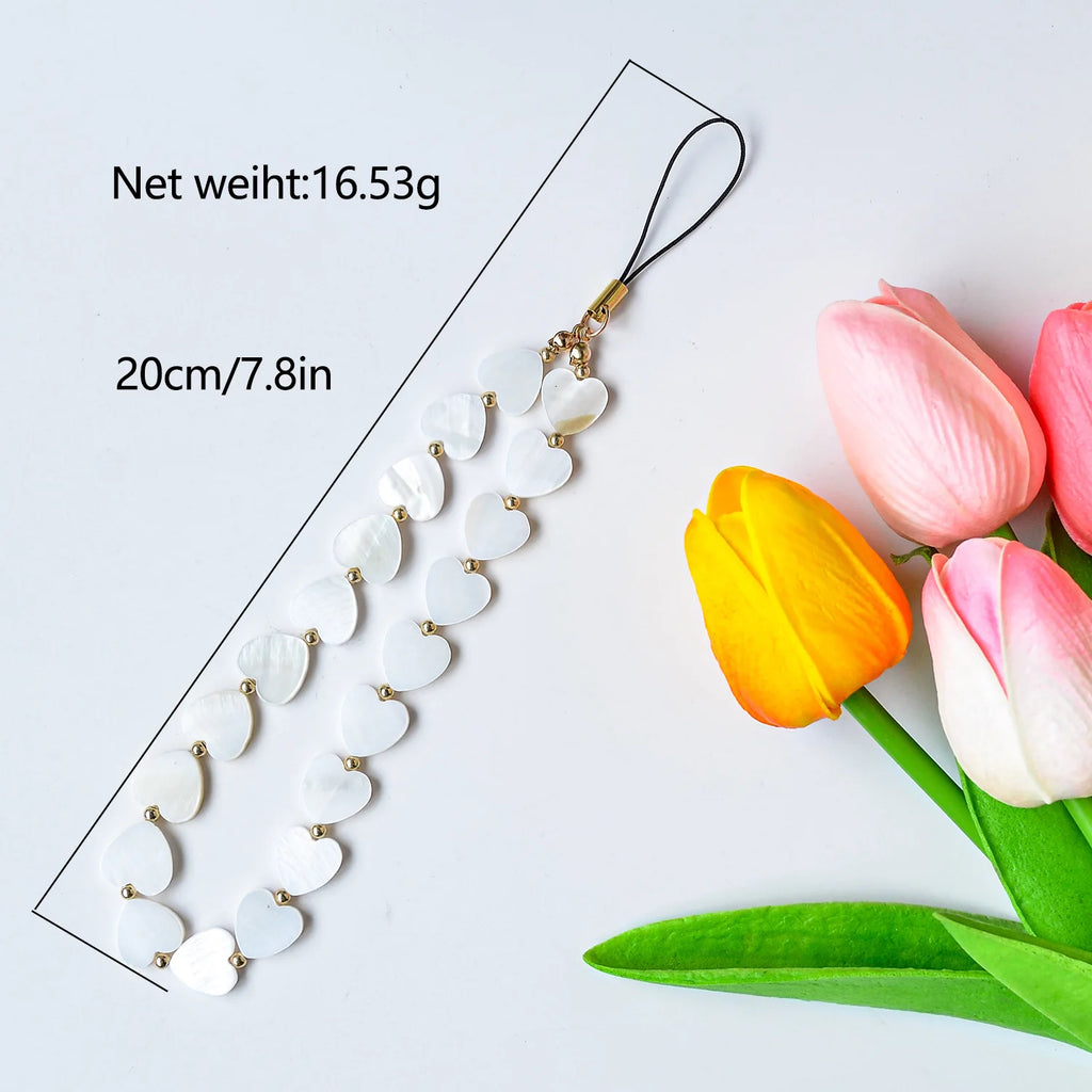 Simple Love Shell Beaded Keychain Mobile Phone Chain Pendant Fashion Mobile XYu Phone Case Accessories Female Jewelry Gifts