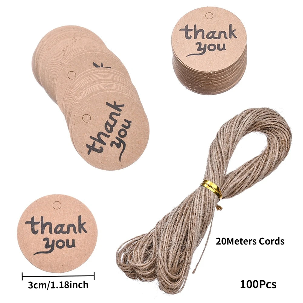 Kraft Paper Tags With Strings Handmade With Hang Garment Tags For Jewelry Crafts Price Candy/Gift/Cookies Display Label Card