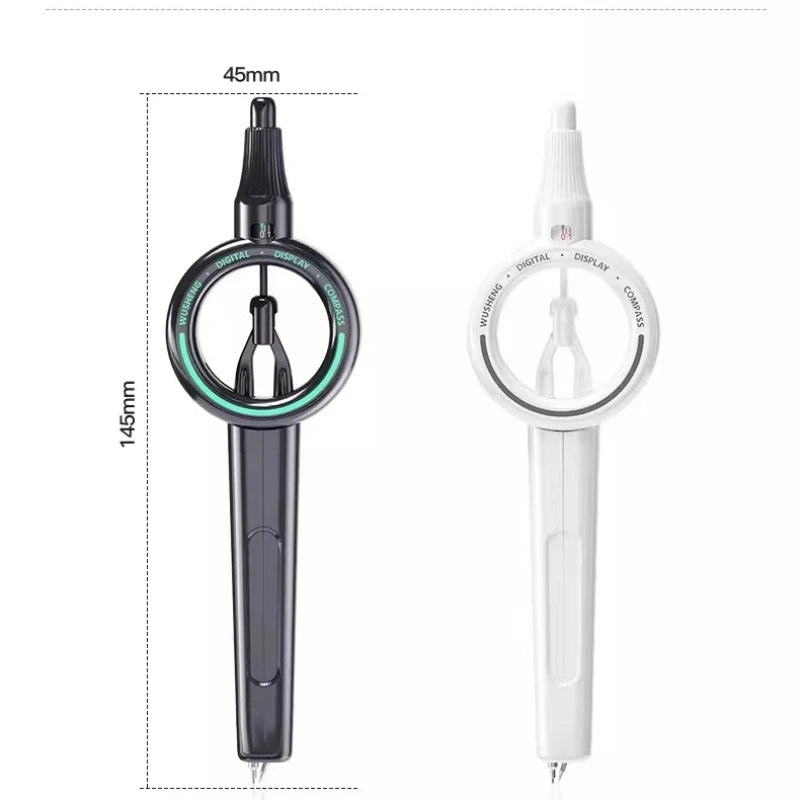 Digital Display Push-button Compass, Multi-Functional Drawing Tool,ABS Integrated Ruler & Compass, with Scale,Primary Students