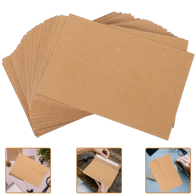 50Pcs Classical Kraft Blank Paper Envelopes Gift Card Envelope Vintage Greeting Card Envelopes For Wedding Party Invitation
