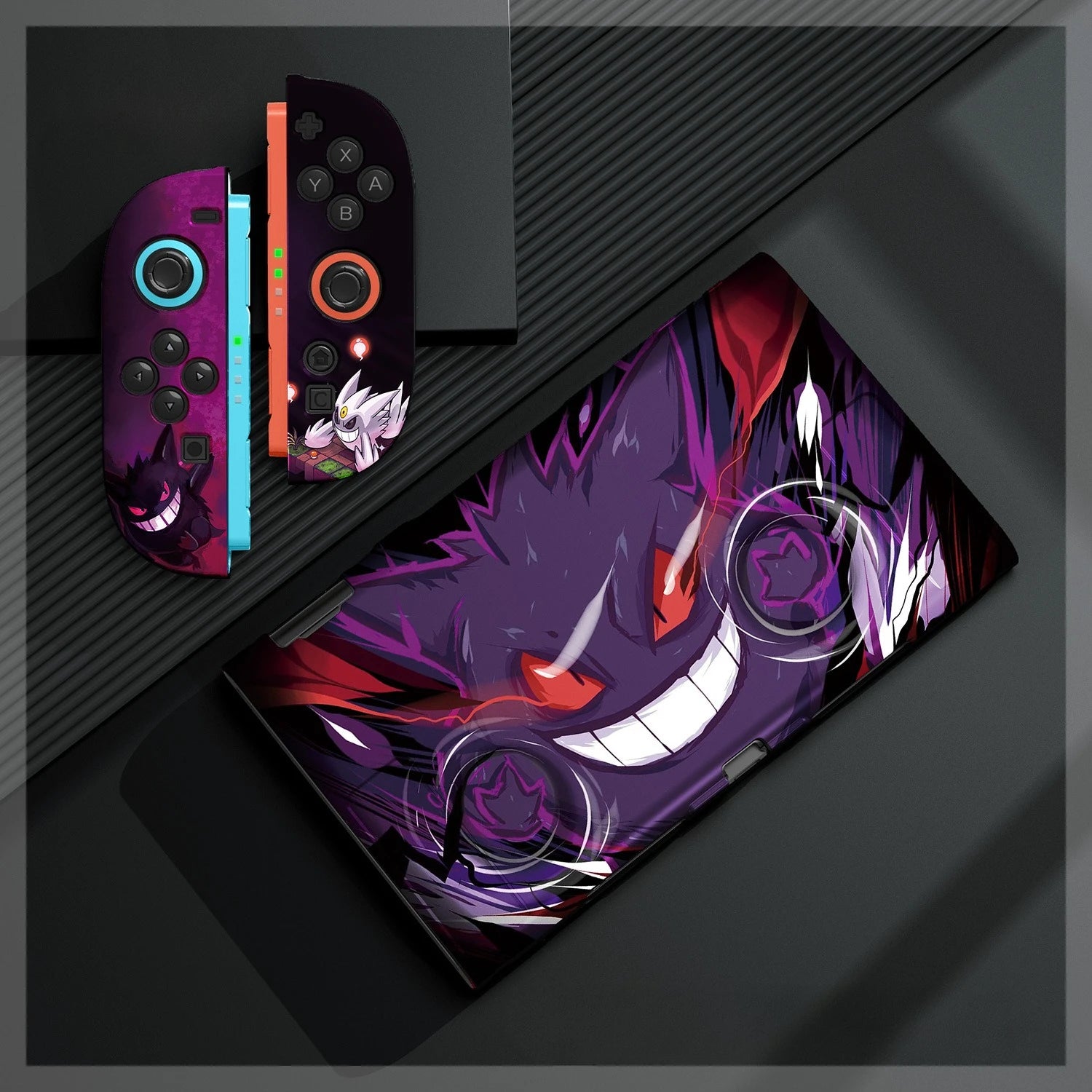 Cartoon Gengar Case for Nintendo Switch 2/NS Oled Game Console Joy-con Split Type Design Shockproof Drop Proof Protective Cover