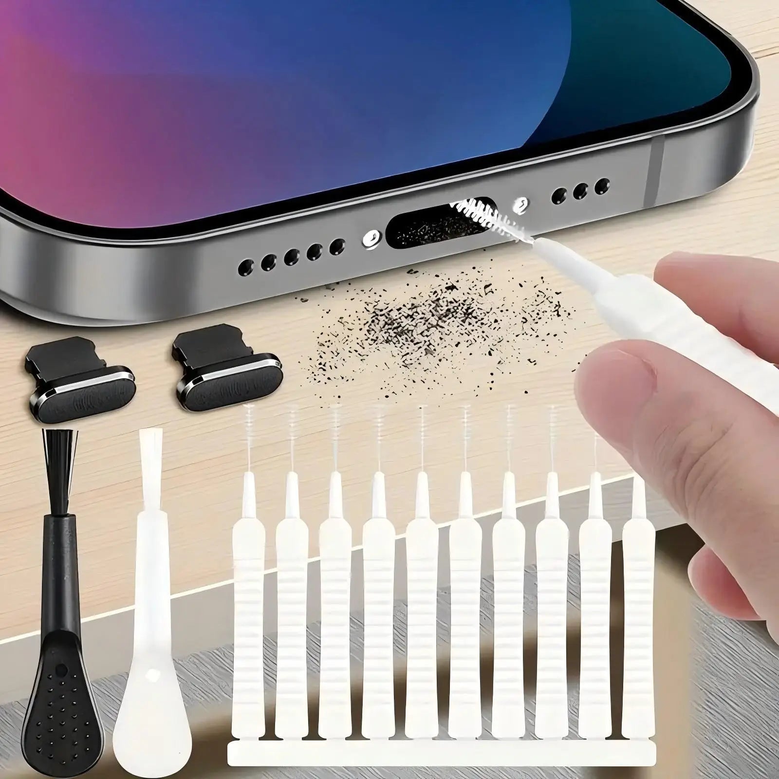 Mobile Phone Dust Plug Port Cleaning Kit 13Pcs Computer Keyboard Cleaning Tool for Iphone Type-C Port Phone Accessories