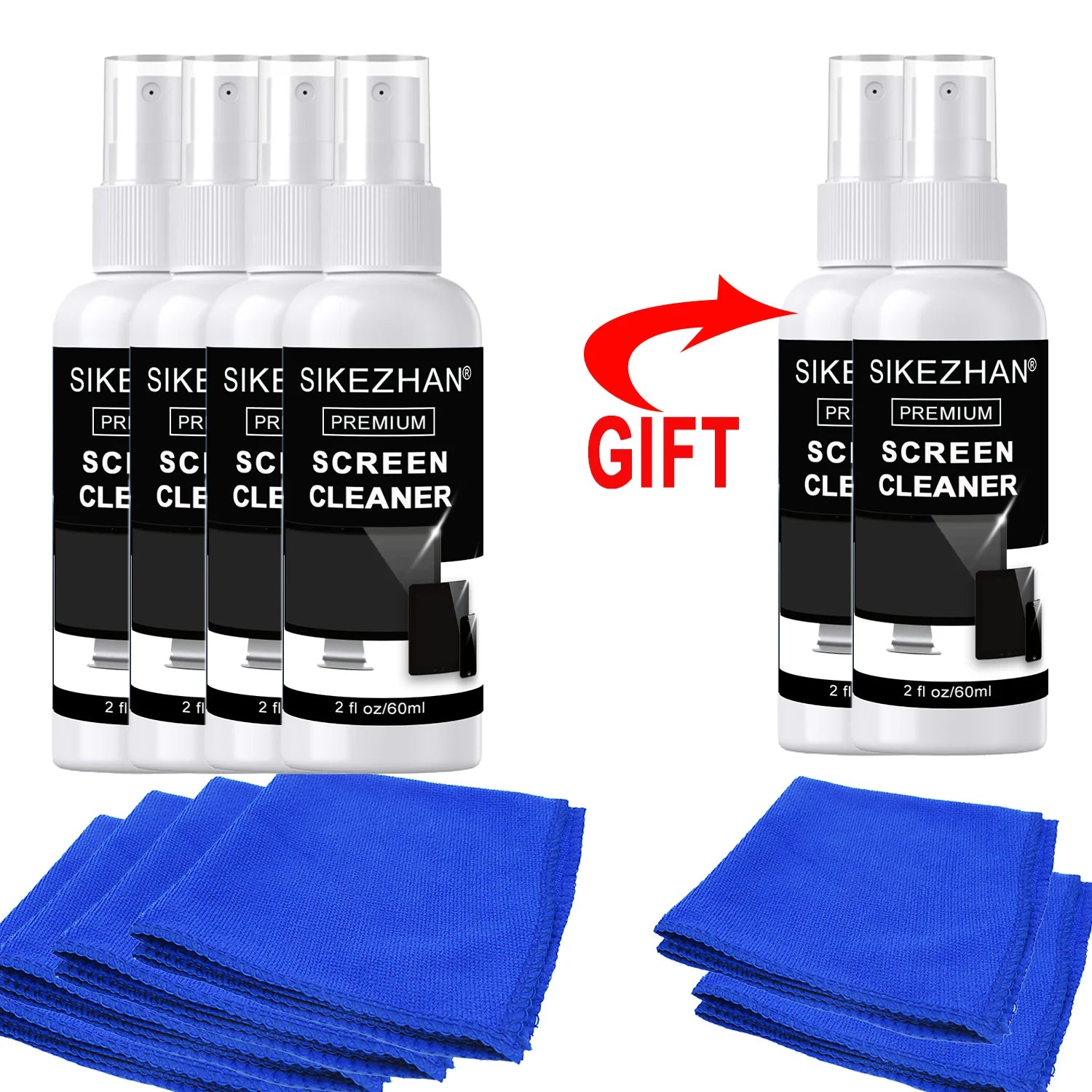 60ml Screen Cleaner Spray Kit & Microfiber Cloth - Streak Free for LED OLED Smart TV, Monitor,Laptop, iPad, Tablet & Car Display