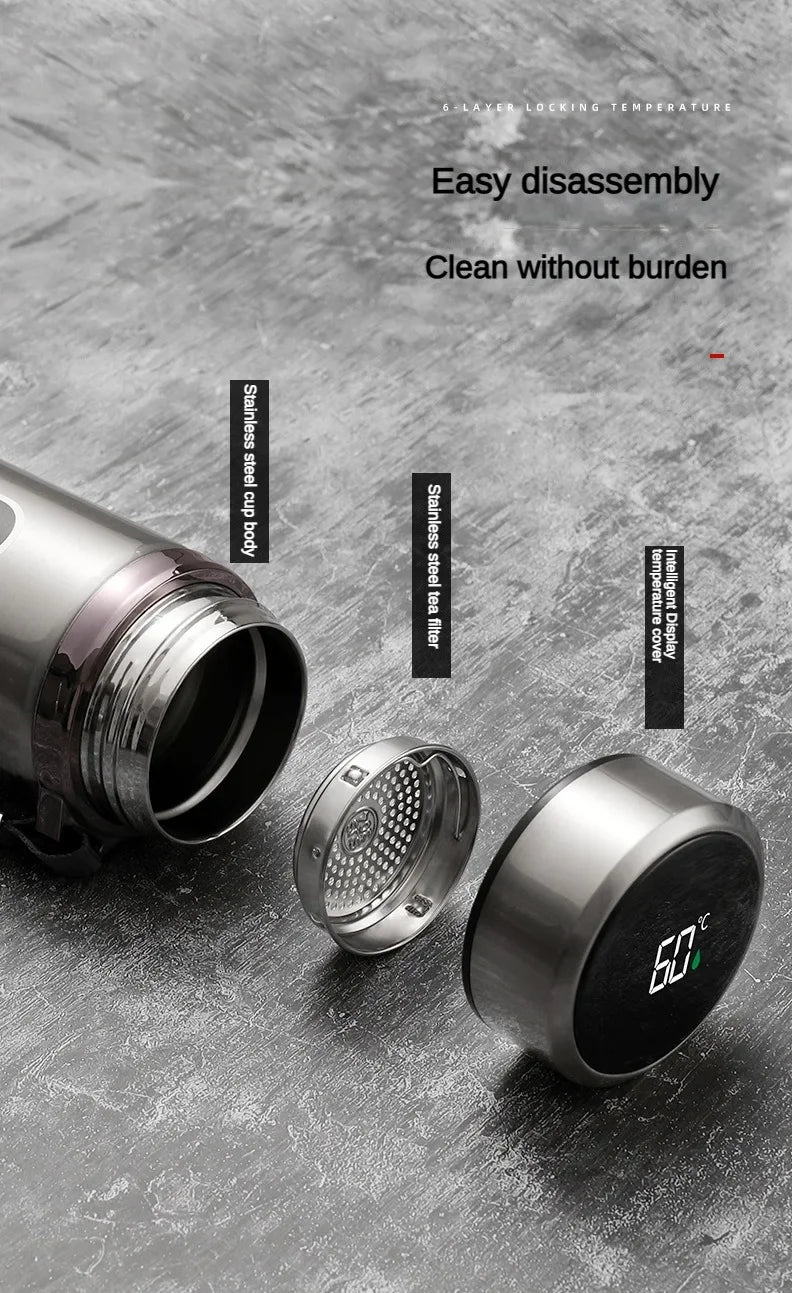 SoftAura Stainless Steel Thermos Bottle LED Temperature Display 500ML- 1L Sus304 Vacuum Flask Portable Cup  2026 New