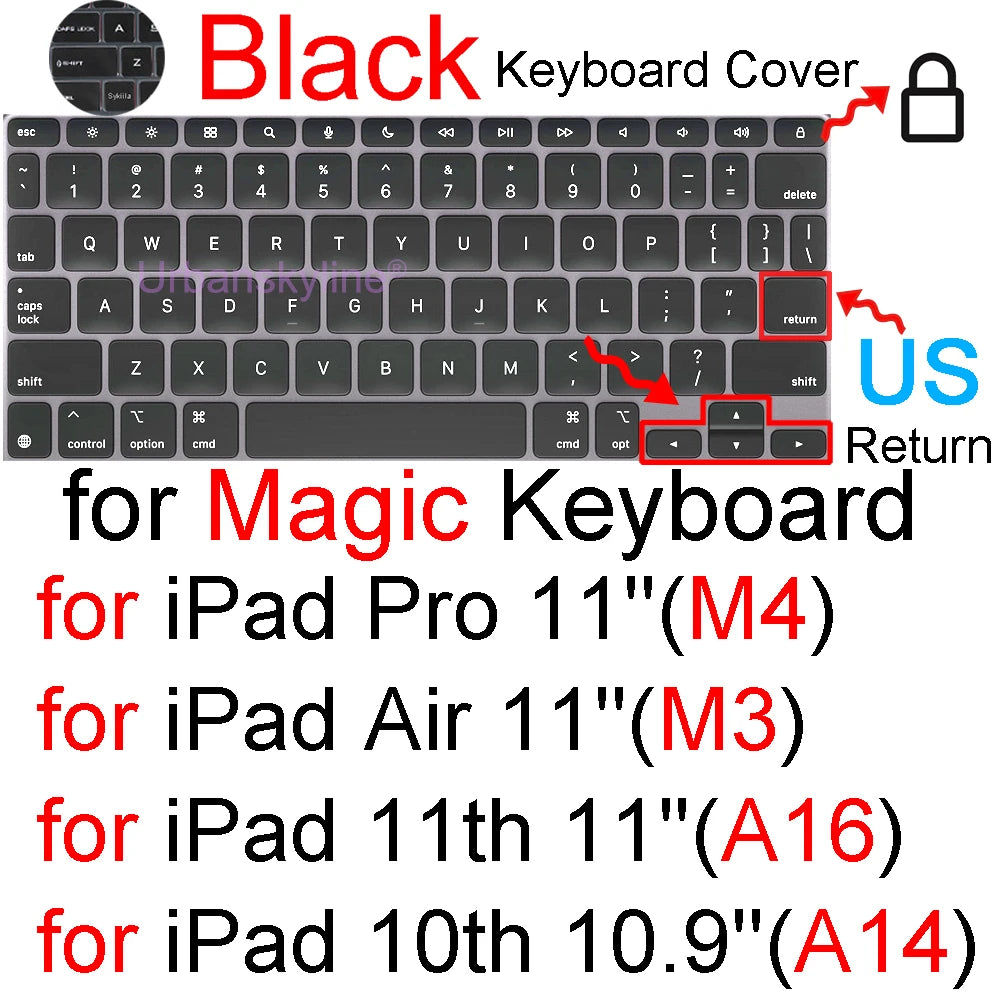 Keyboard Cover for iPad Pro 13 M4 12.9 Magic Keyboard Air 11 M3 10 10.5 10.9 M2 M1 Smart Case Folio Silicone Protector Skin TPU