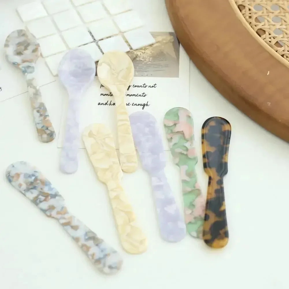 Acrylic Ice Cream Spoon Unbreakable Unique Pattern Tableware Spoon Cake Ice Cream Spoon Butter Cutter