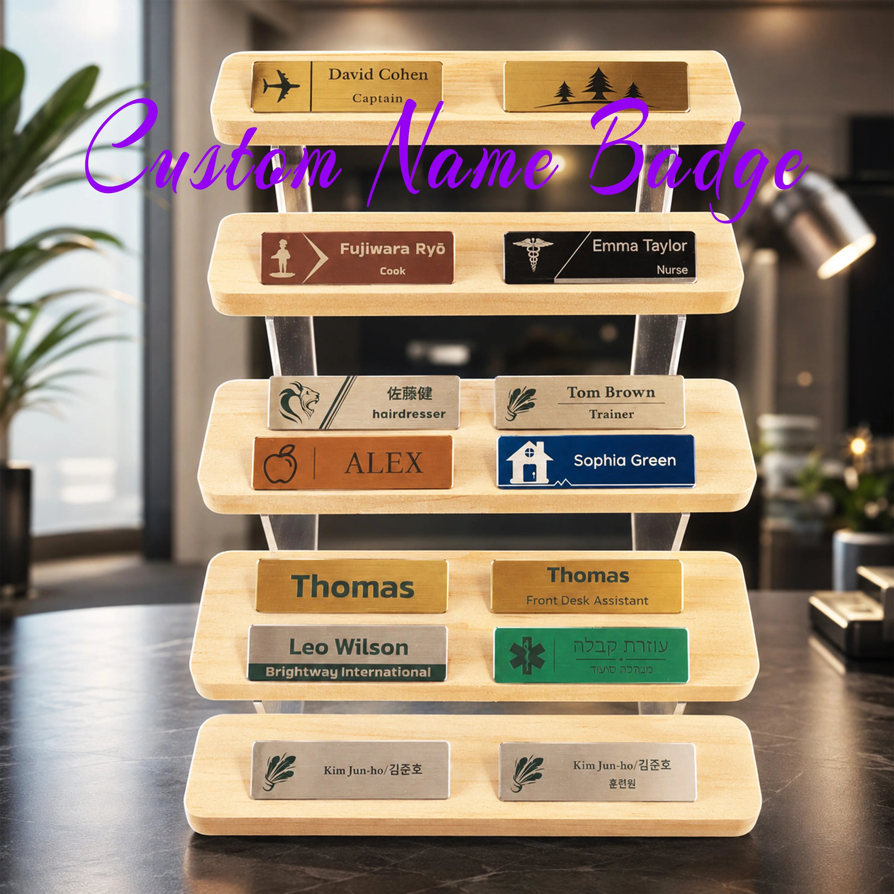 Engraved Personalized Name Tags with Magnet Clip or Pin - Custom Mailbox NameplatevDoor Number, Warning Sign