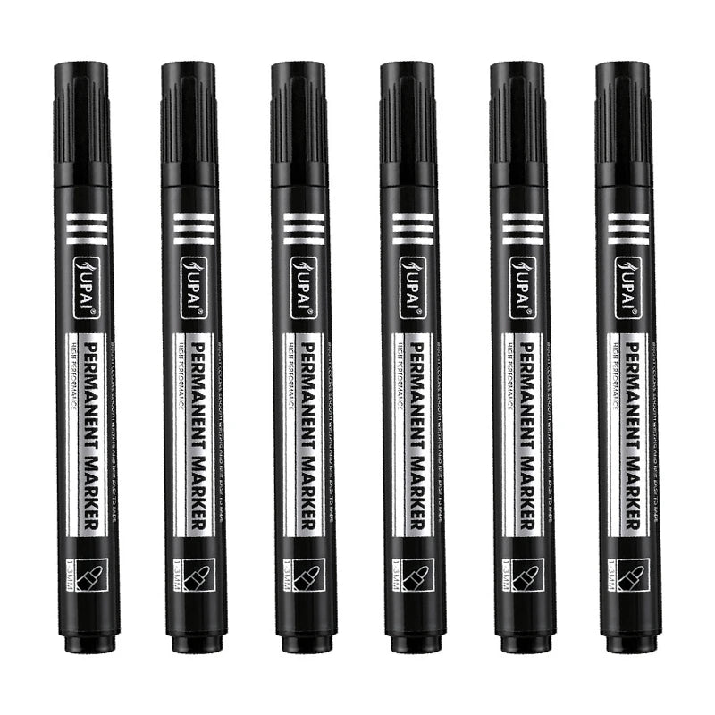 3/6Pcs/Set Permanent Marker Pen Fine Point Waterproof Ink Thin Nib Crude Nib Black Blue Red Ink 1.5mm Fine Color Marker Pens