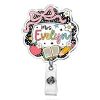 Personalized Custom Name Teacher Badge Reel,Acrylic Retractable ID Badge Holder,Back To School Gift,Educator Staff Accessory