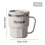 WORTHBUY Coffee Mug With Lid&Handle 304 Stainless Steel Tea Milk Coffee Cup Double Wall Insulated Anti Scalding Drinking Cup
