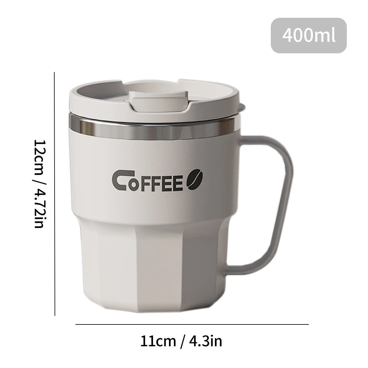 WORTHBUY Coffee Mug With Lid&Handle 304 Stainless Steel Tea Milk Coffee Cup Double Wall Insulated Anti Scalding Drinking Cup