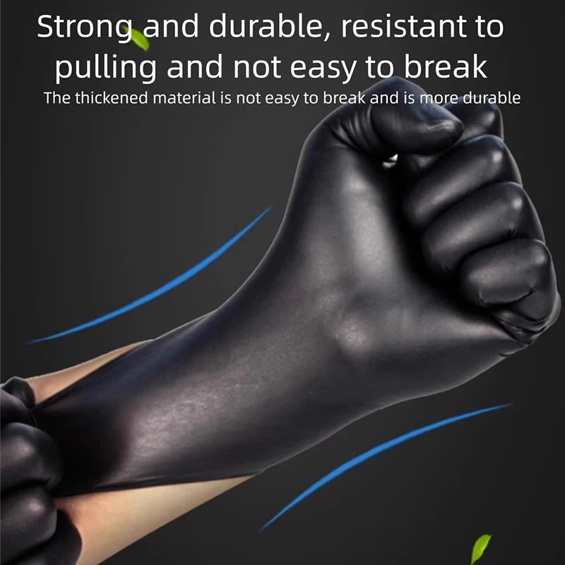 10-200pc Nitrile Gloves Black Rubber Gloves Latex Disposable Gloves Work Housework Car Industry Gardening Pet Care Cooking Tools