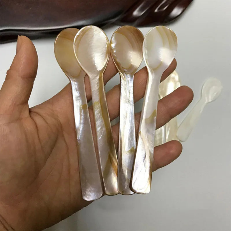Kitchen Tools 9-13CM Natural Shell Ice Spoon Cream Coffee Caviar Spoon Mother of Pearl Seashells Stirring Spoons Teaspoon Crafts