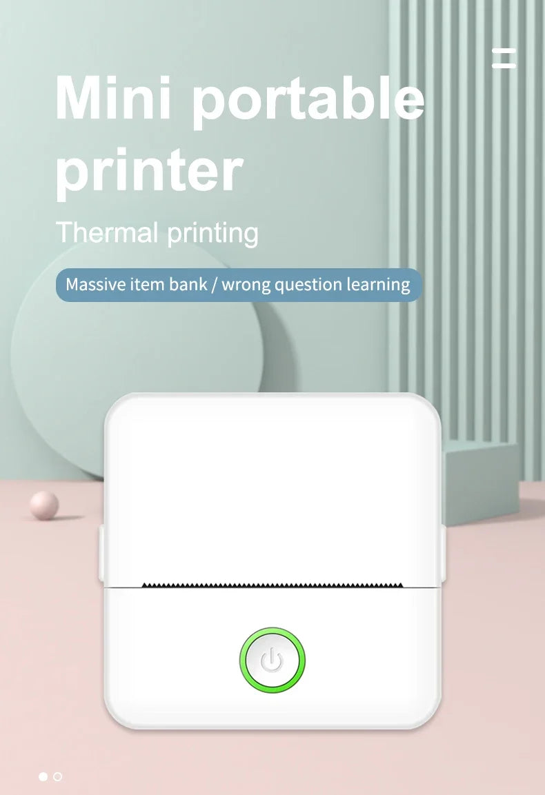 Mini Portabl Printer Inkless Sticker Maker, Free Cut Small Pocket Printer, Portable Thermal Printer for Photo Journal Notes Memo